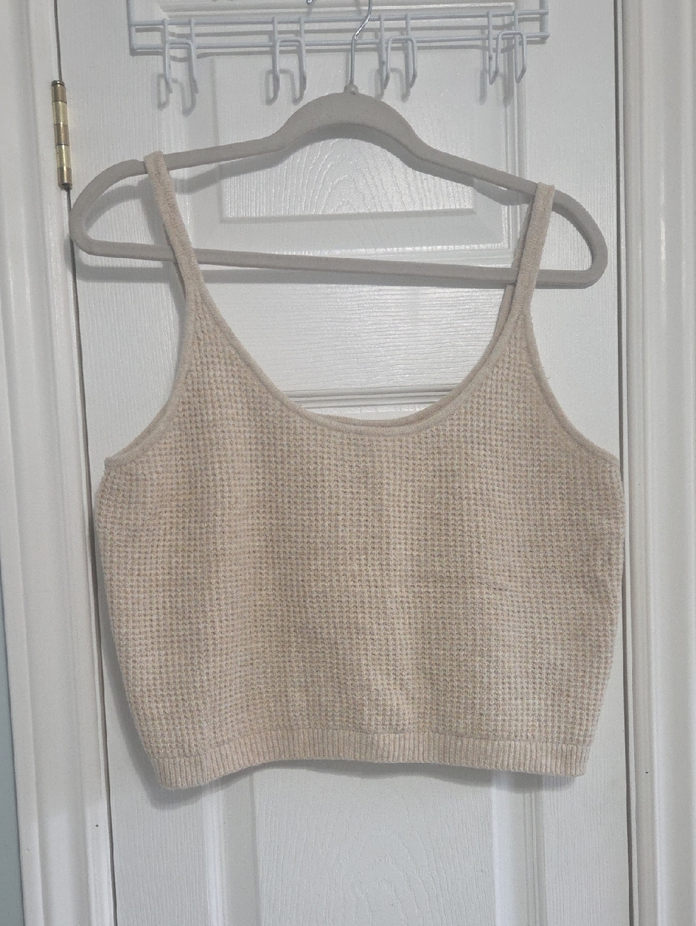 Old Navy Cream Waffle Knit Crop Tank